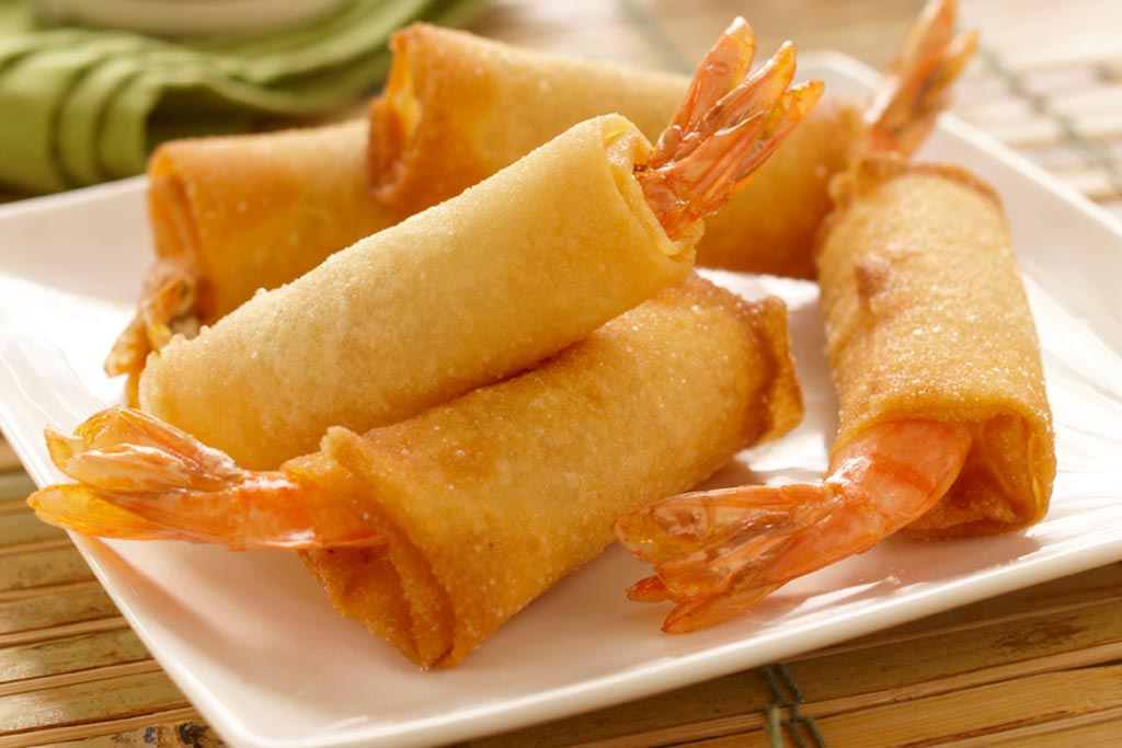 Rouleau de printemps doré avec crevettes