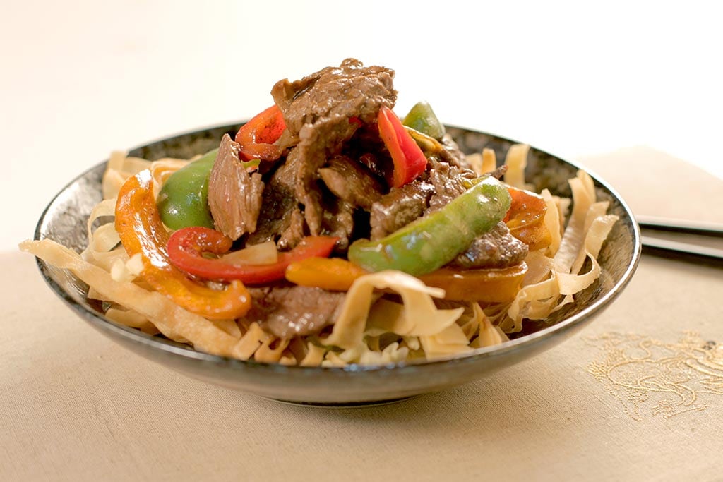 彩丝黑椒牛柳