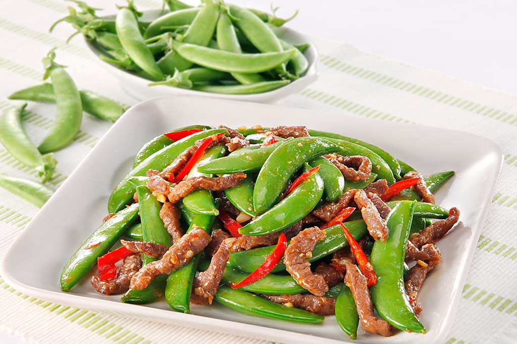 香辣牛柳炒甜豌豆