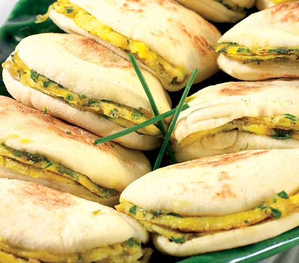 Halal Egg-Stuffed Pan Bread