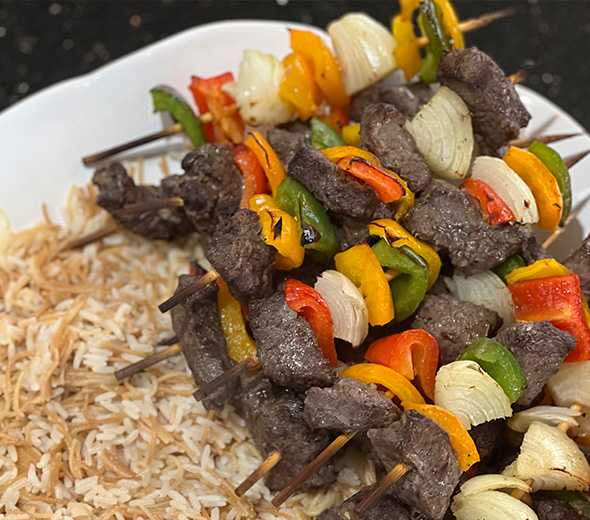 Halal Oven Broiled Beef Kabob by @yourlebanon